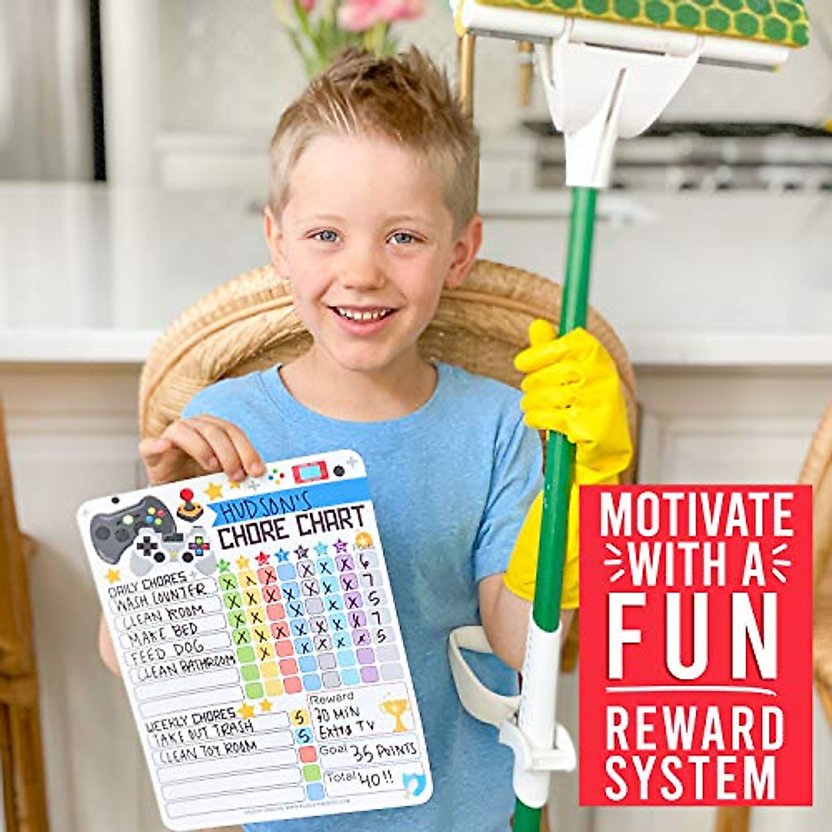 Video Games Magnetic Chore Chart for Kids - Rewards & Fun