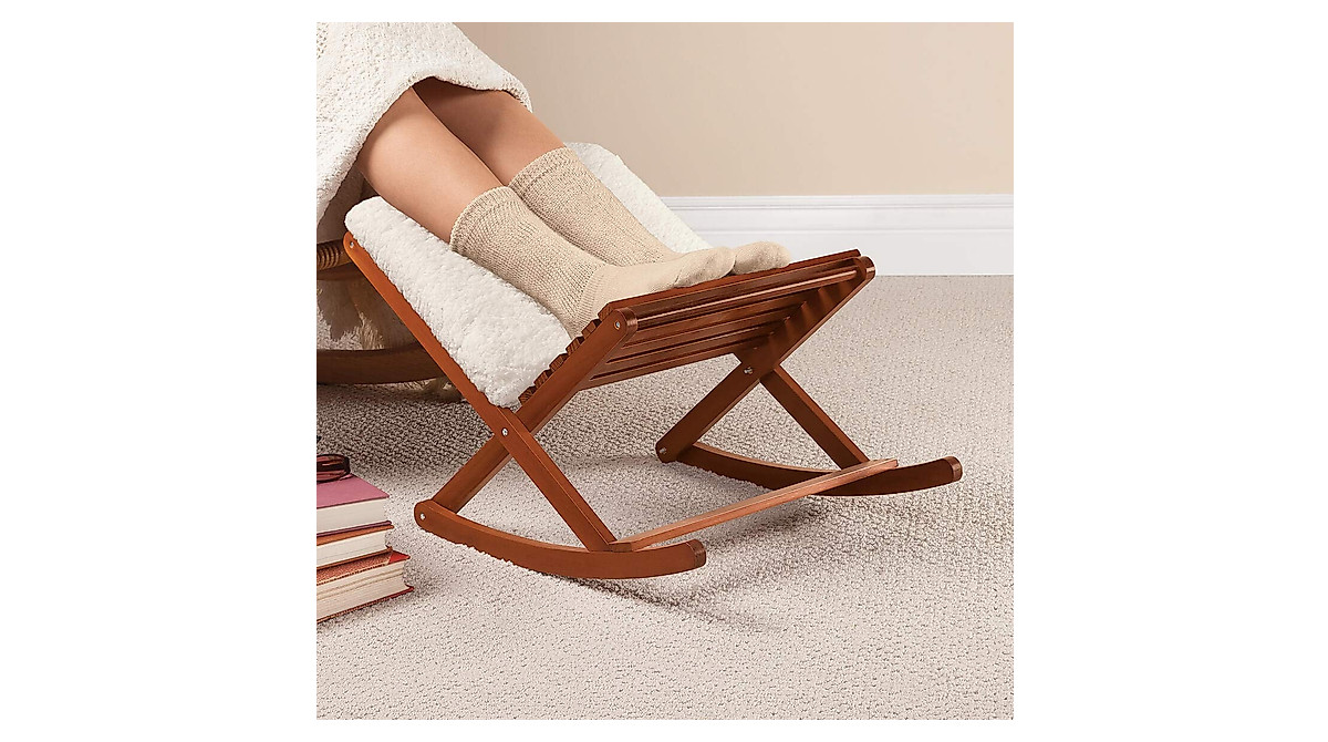 Deluxe Foldable Rocking Footrest with Sherpa Cushion | Comfortable ...