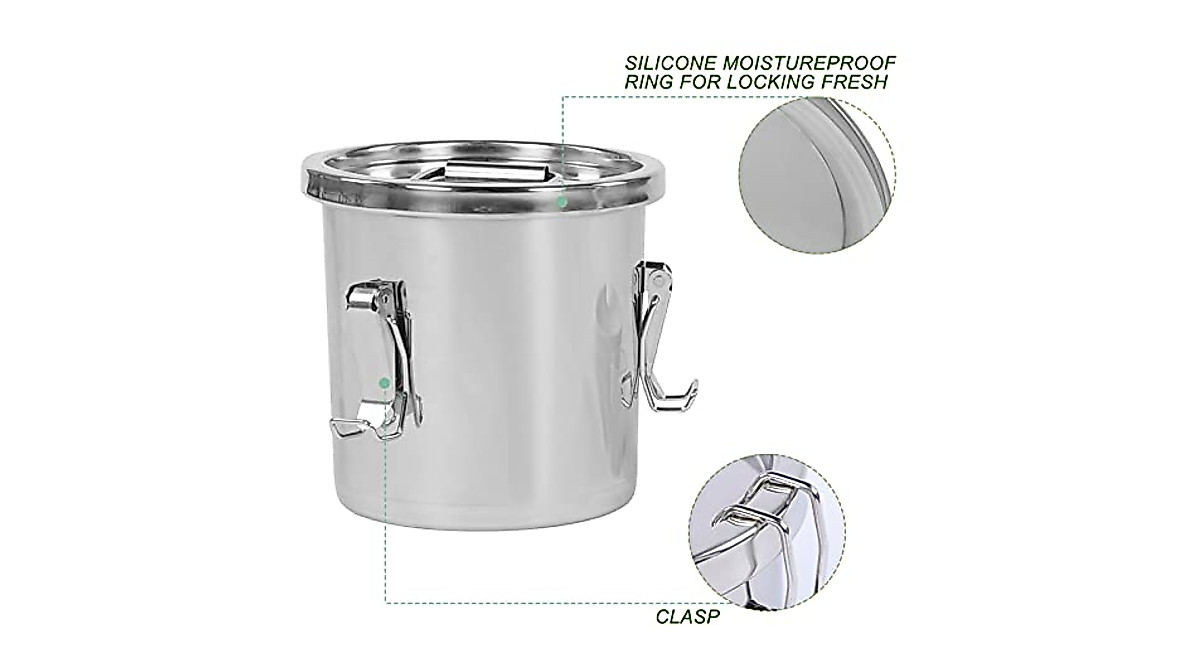 jojofuny Stainless Steel Rice Bucket - Durable Food Storage Container