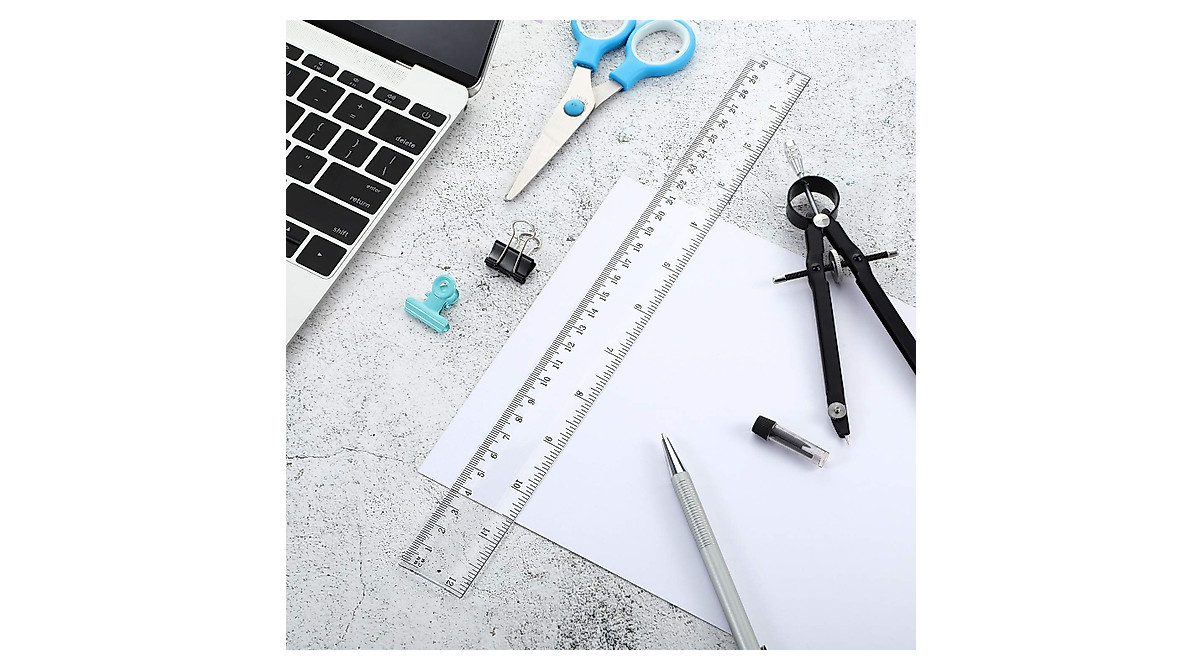 Eboot 50 Pack Clear Plastic Rulers - Durable Measuring Tools