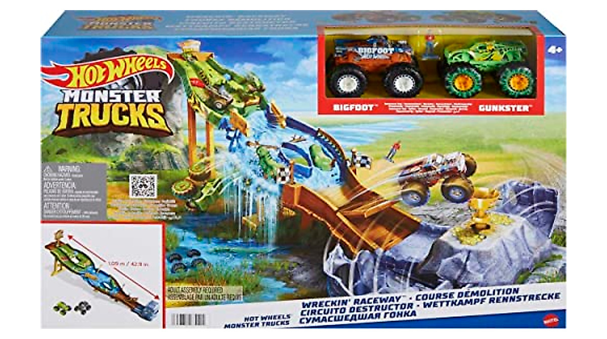 Race with Hot Wheels Monster Trucks Wreckin' Raceway
