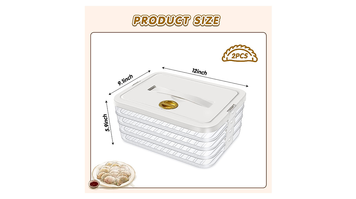 Nuanchu 4 Layer Dumpling Storage Box - 2 Pcs, Freezer Safe