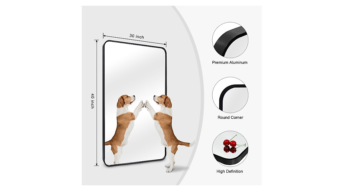 QEQRUG 40x30 Inch Bathroom Wall Mirror with Black Frame - Modern & Durable