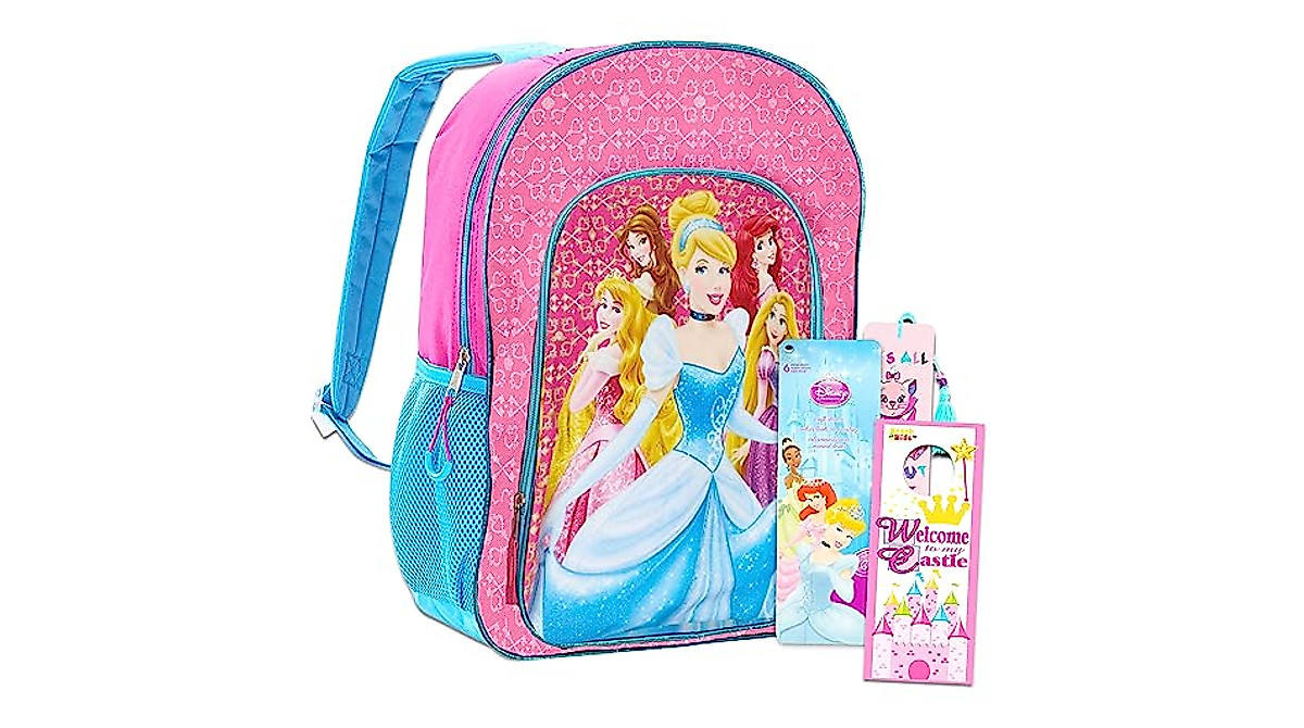 Disney Princess Backpack Set for Girls - 4 Pack Bundle