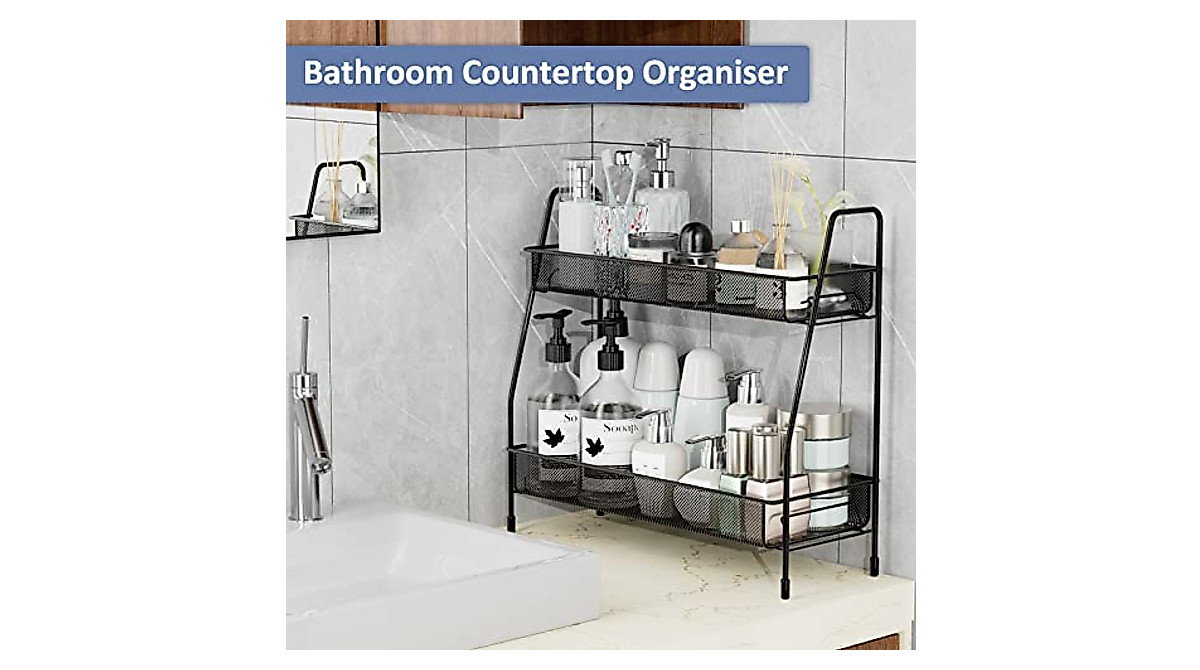 EKNITEY 2 Tier Spice Rack Organizer for Kitchen & Bathroom