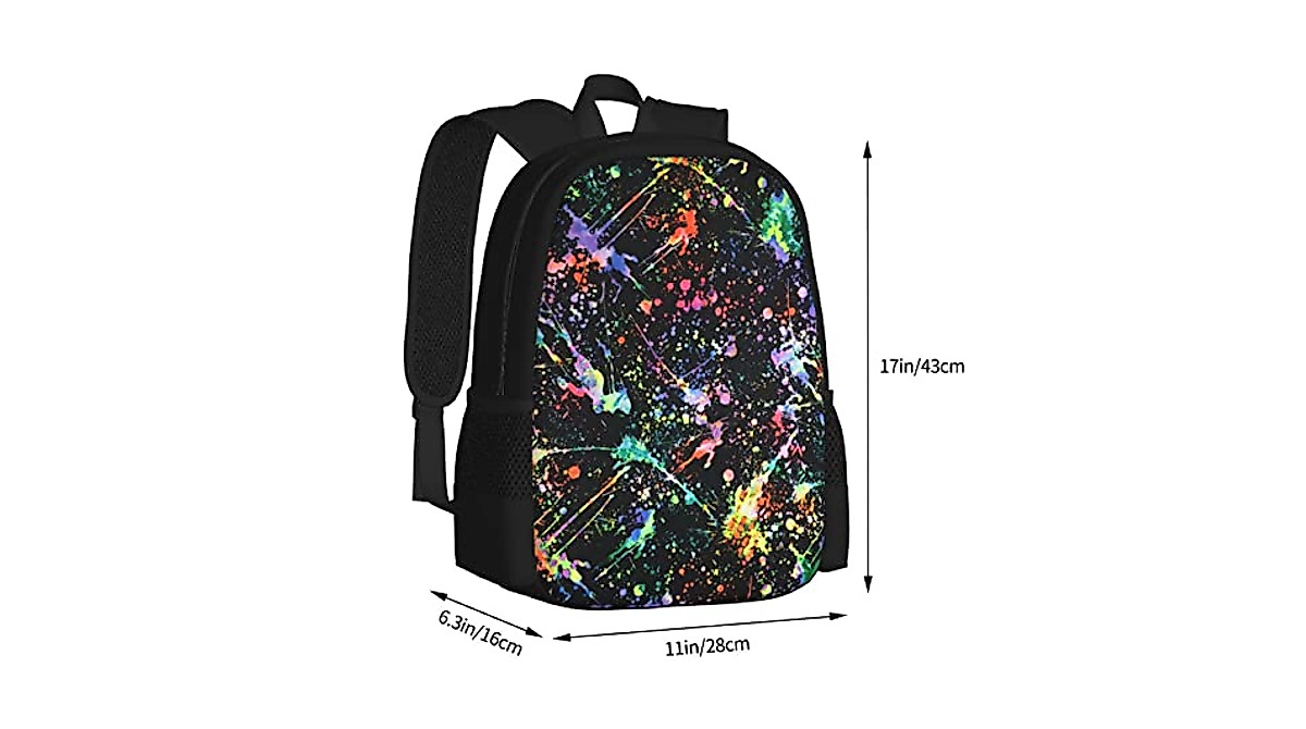 UIACOM Colorful Paint Splatter Backpack for Students & Travelers