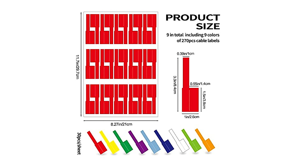 270 Waterproof Cable Labels - Durable, Self-Adhesive & Colorful