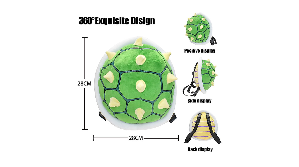 Bowser Shell Backpack: Green Spiked Cosplay Daypack & Gift
