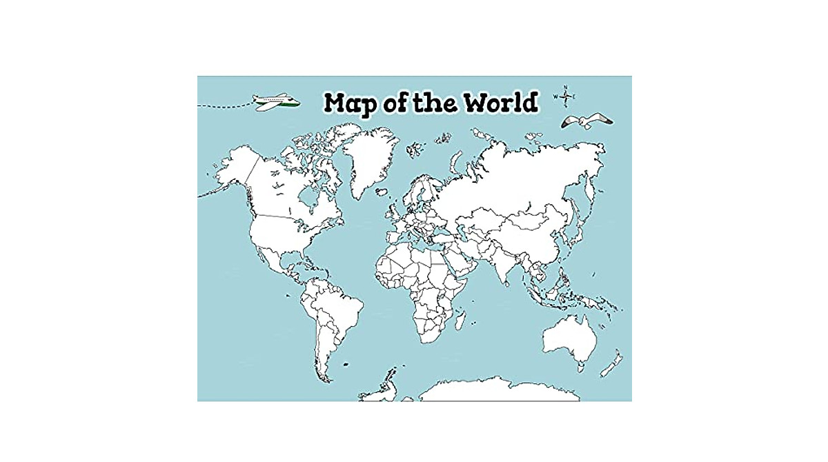 Educational World Map Poster for Kids - Dry Erase