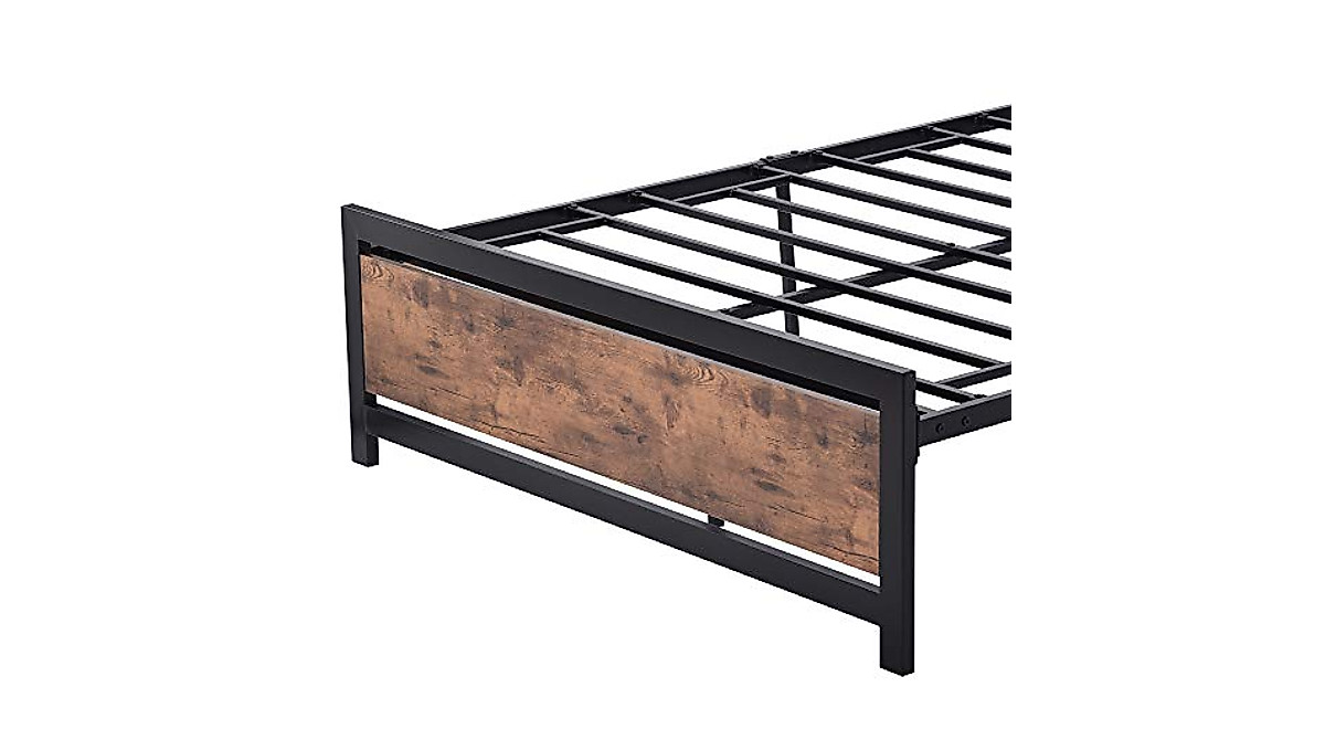 HomJoones Full Bed Frame with Wood Headboard | Rustic Modern Style