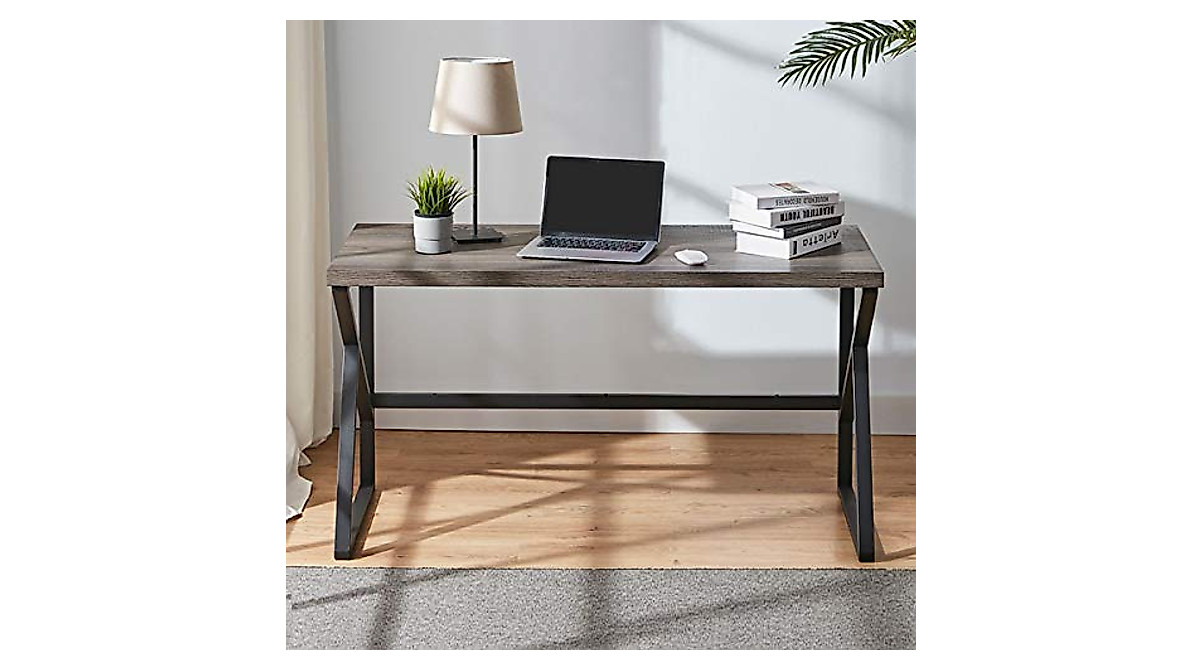 HSH Industrial Desk 55-Inch Rustic Modern Home Office Table