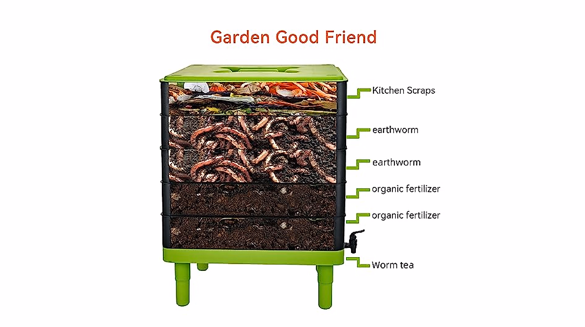 Basic Worm Farm Composting Bin - 5-Tray Home Food Waste Recycling