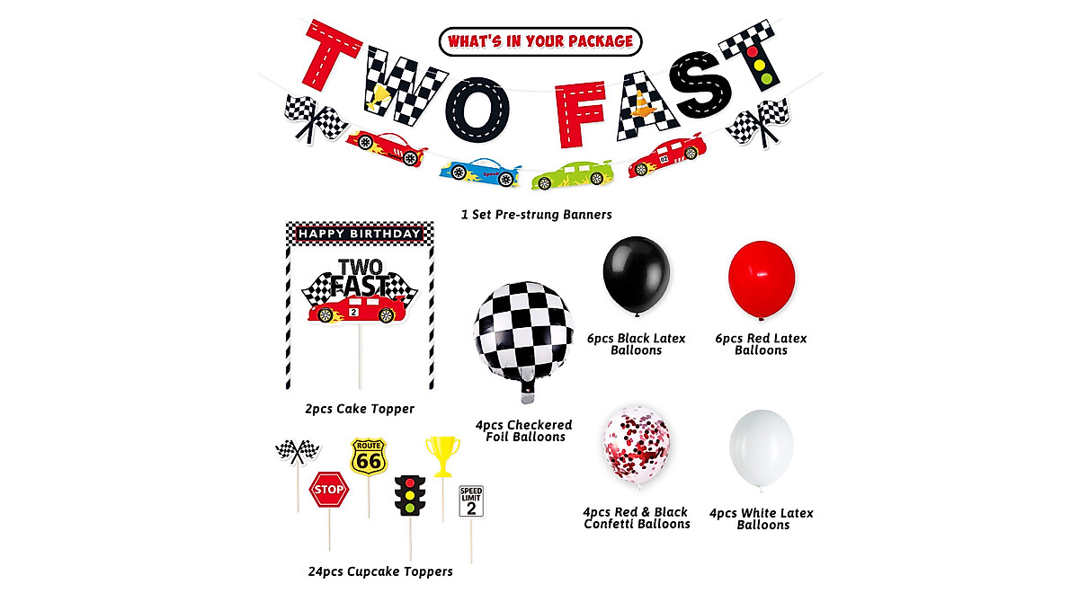 Race Car 2nd Birthday Party Decorations - Racing Theme Supplies