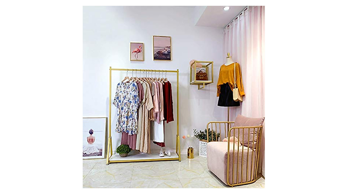 Modern Gold Garment Rack - Sturdy & Stylish Storage