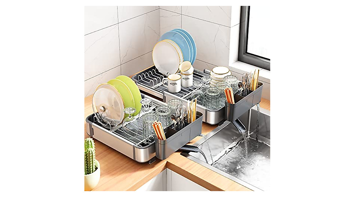 Rustproof Aluminum Dish Drying Rack - Expandable & Efficient