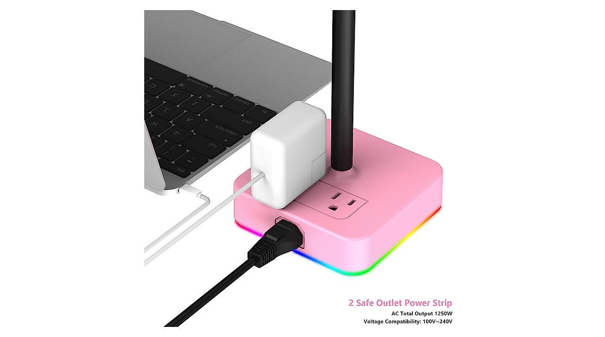 KAFRI RGB Headphone Stand with USB Charger & Outlets