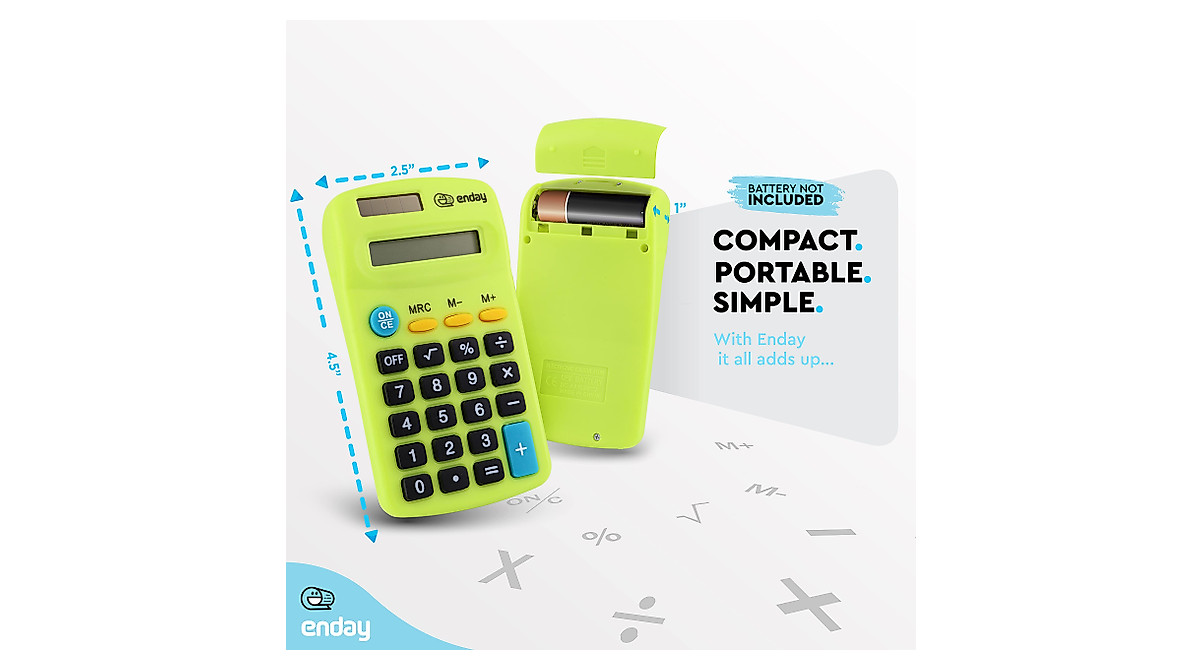 Pocket Size Calculator 8-Digit Dual Power Easy Read Large LCD