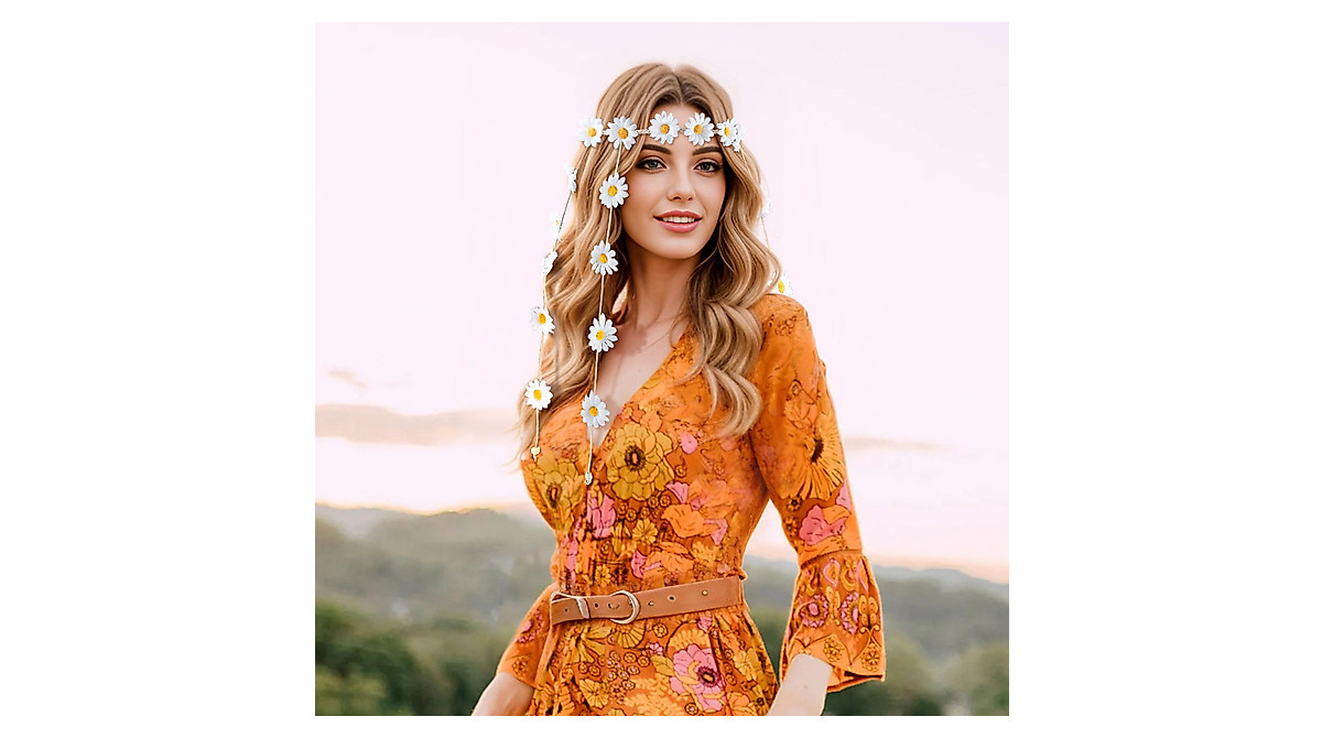DOCILA White Daisy Flower Headbands for Women – Boho & Hippie Style