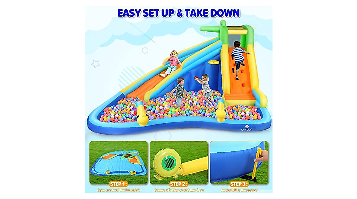 WONFUY Inflatable Water Slide - Backyard Water Park for Kids