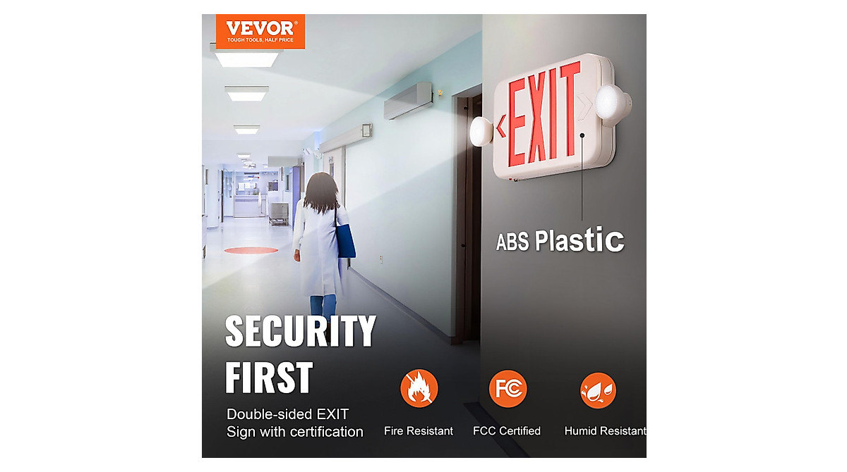 VEVOR LED Exit Sign with Emergency Lights - 4 Pack