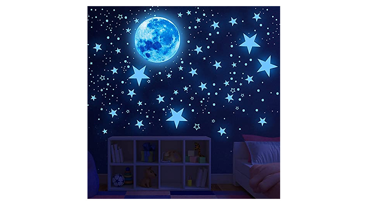 Glow in The Dark Stars & Moon Wall Decals for Kids Bedroom