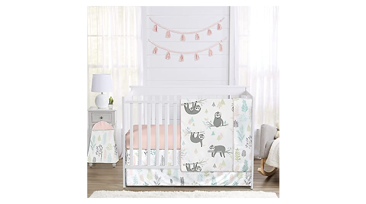 Sweet Jojo Designs Pink & Grey Jungle Sloth Laundry Hamper