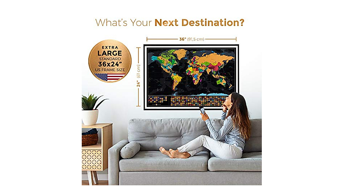 XL Scratch Off World Map - Your Travel Journey Awaits