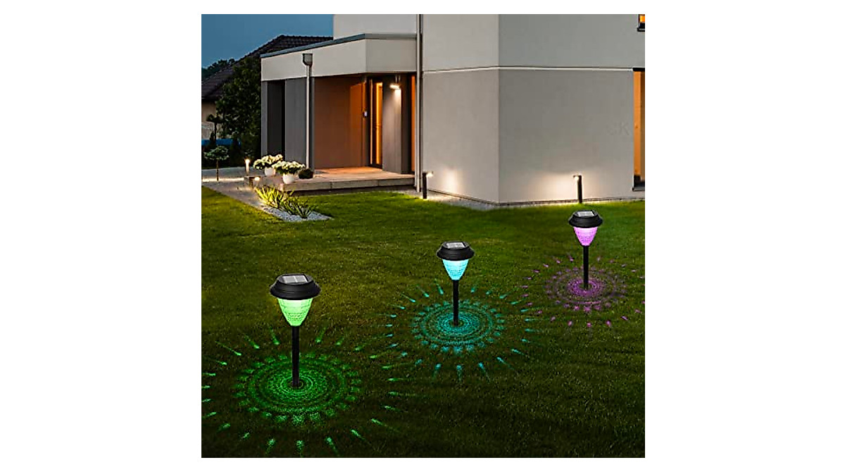 8 Pack Solar Path Lights - Waterproof RGB & Warm White Outdoor Lighting