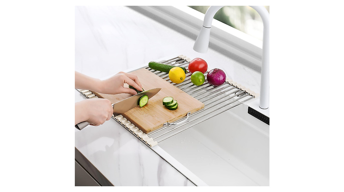 Tomorotec 17.7" x 15.5" Roll Up Dish Drying Rack for Kitchen Sink