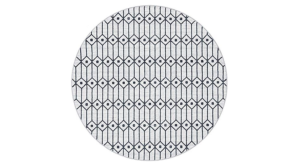 Rugs.com Lattice Trellis Collection Rug – Elegant 8 Ft Round White Rug