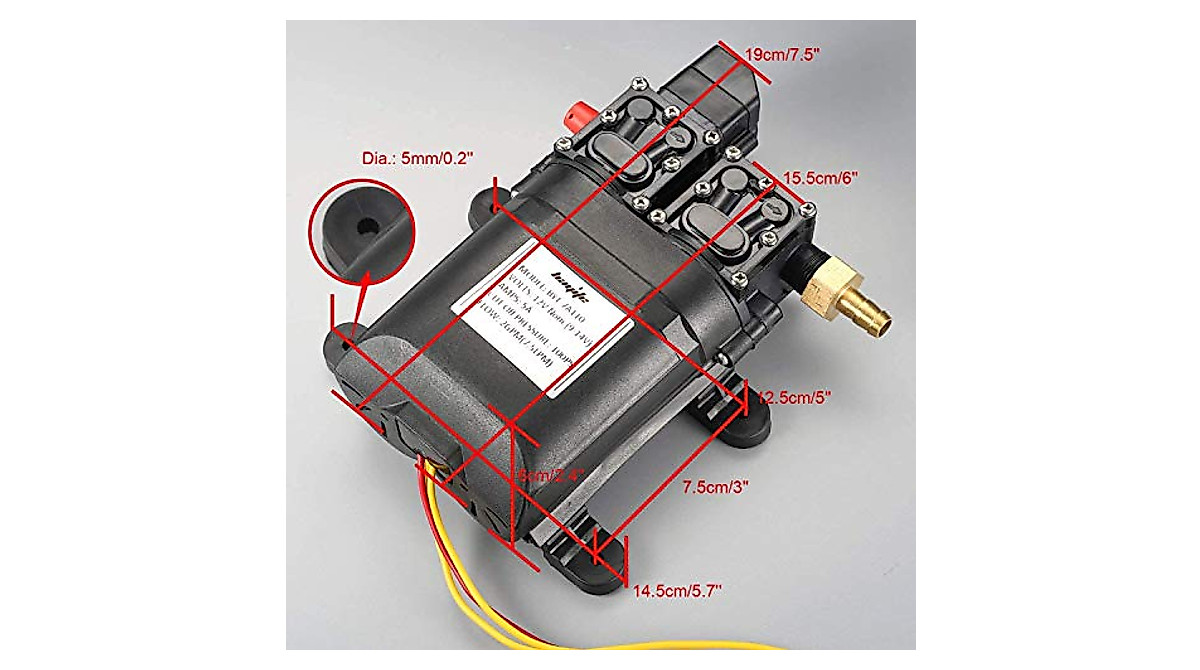 Bayite 12V DC Fresh Water Pump - Reliable 2 GPM Diaphragm Pump