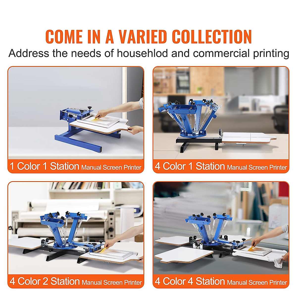 TECHTONGDA Manual 4 Color 2 Station Screen Printing Machine With Micro-Registration – Royal Blue