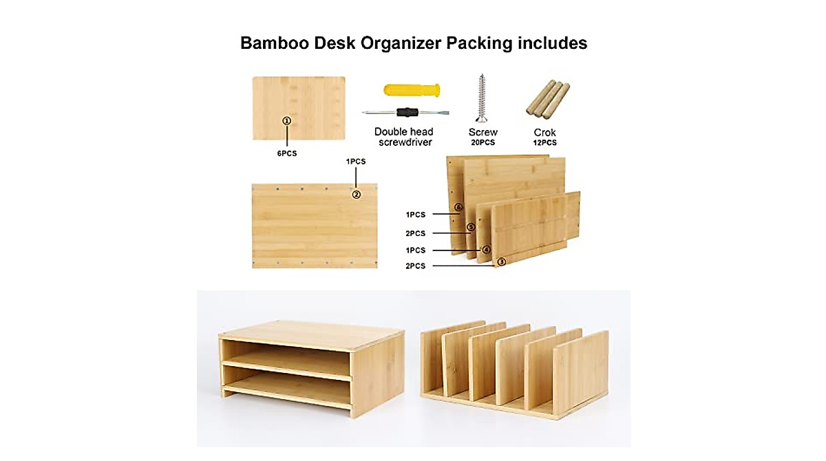 Stylish Bamboo Desk Organizer for Office & Home Use