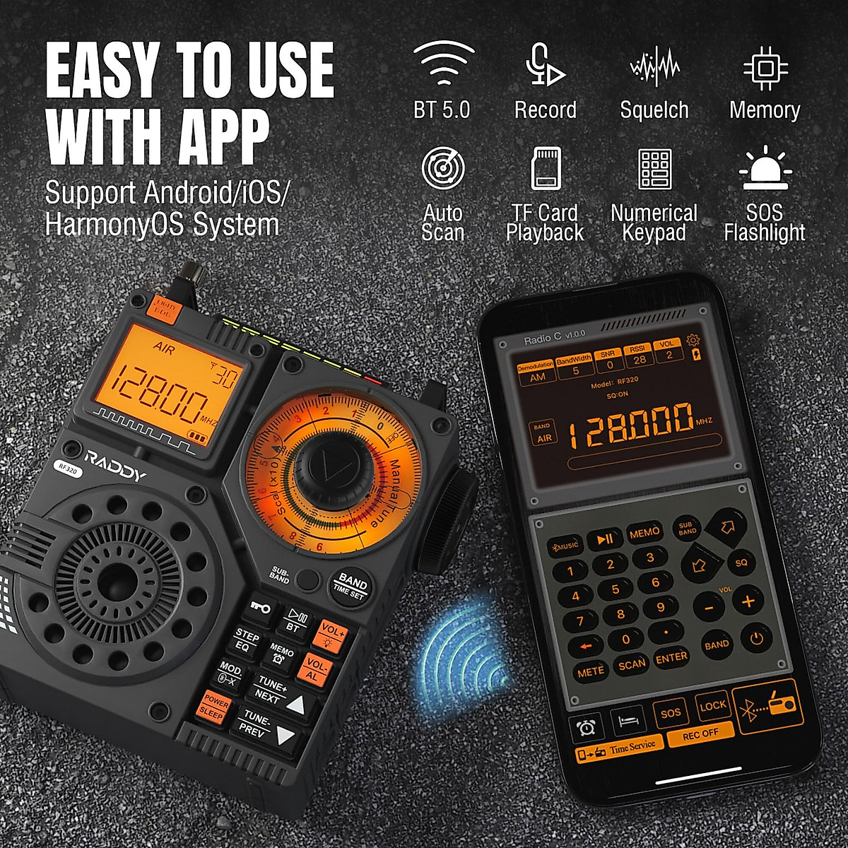 Raddy RF320 App Control Portable Shortwave Radio