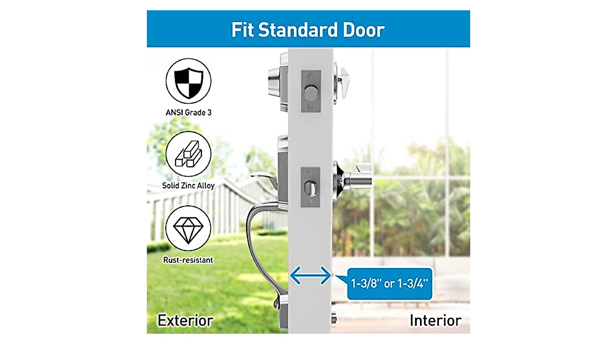 HOSOM Satin Nickel Door Handle Set - Easy Installation