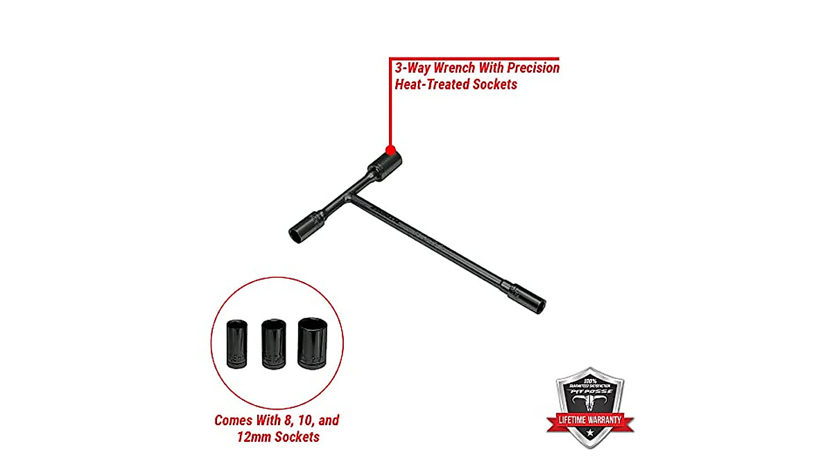 Pit Posse 3-Way T-Handle Wrench - 8, 10, 12mm For Bike And Motorcycle Repair 7 thumbnail image