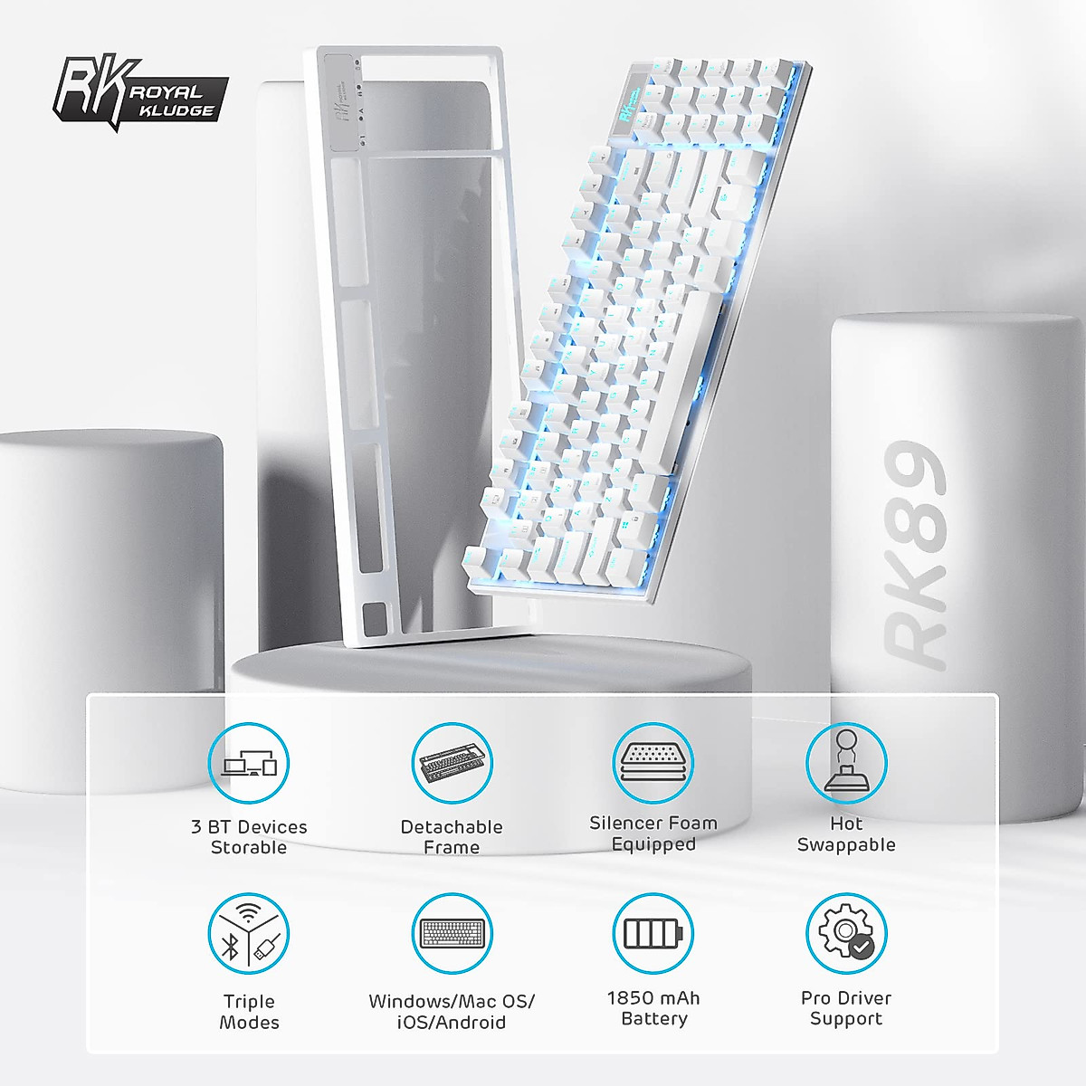 RK Royal Kludge RK89: 85% Triple Mode Mechanical Keyboard