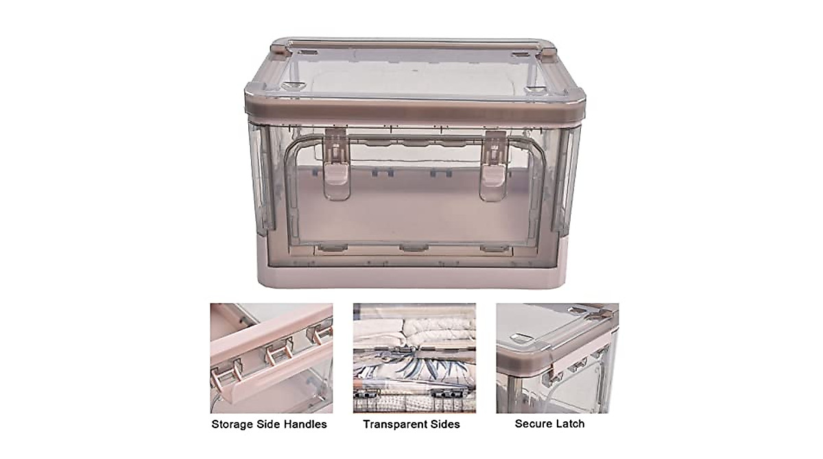 Plplaaoo 35L Stackable Storage Bin with Wheels & Double Doors