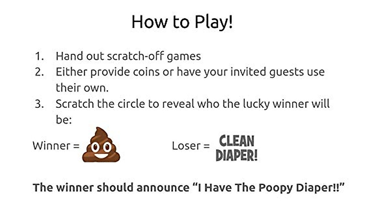 Baby Shower Scratch Off Game | Fun Diaper Party Prizes & Decor