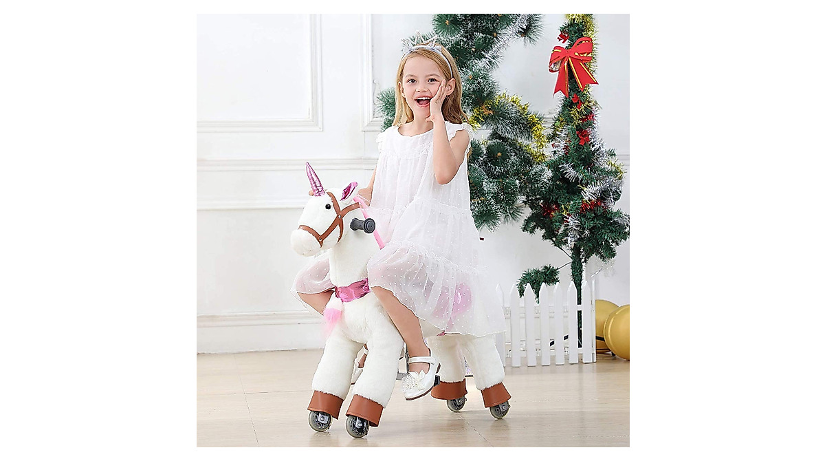PONYEEHAW Unicorn Ride On Toy for Ages 3-6