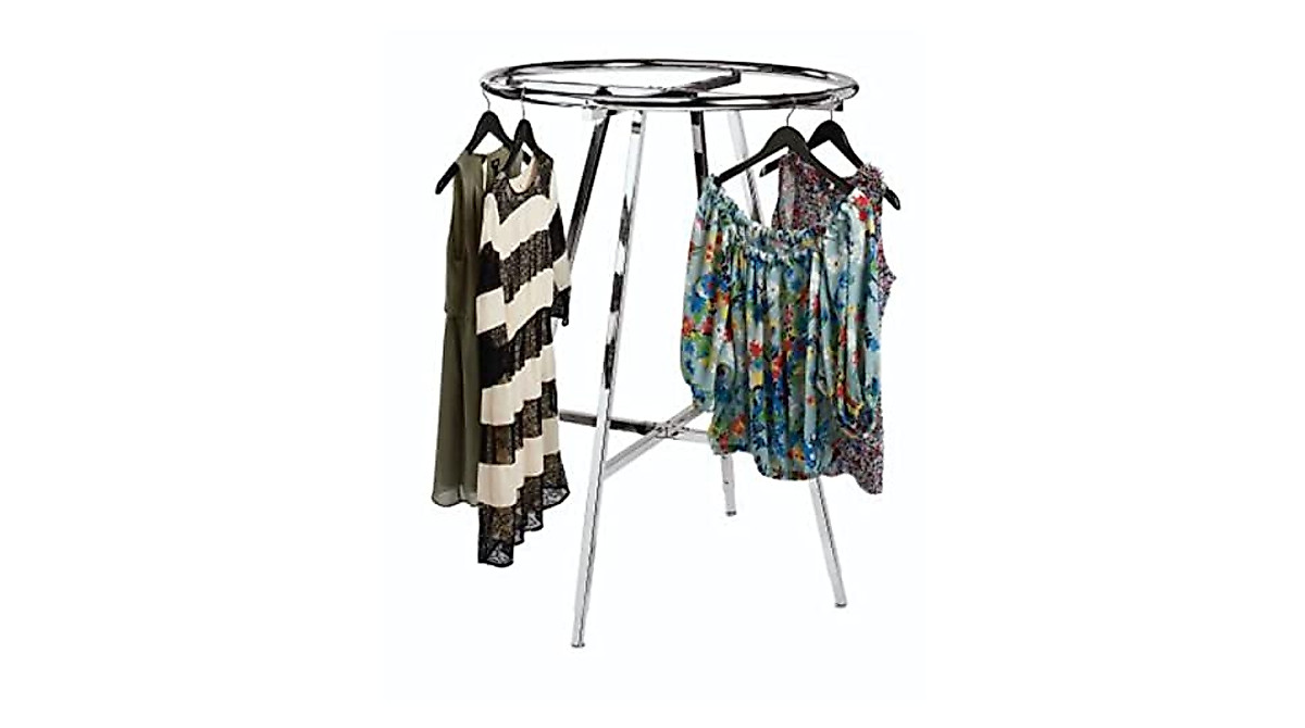 SSWBasics Chrome Round Clothing Rack - Adjustable & Stylish