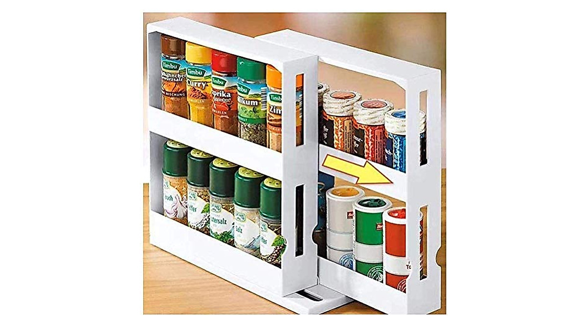 Veizn Two-Tier Rotating Spice Rack for Kitchen & Bathroom Storage