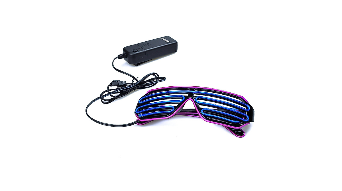 PINFOX EL Wire Rave Glasses - Flashing LED Sunglasses for Parties