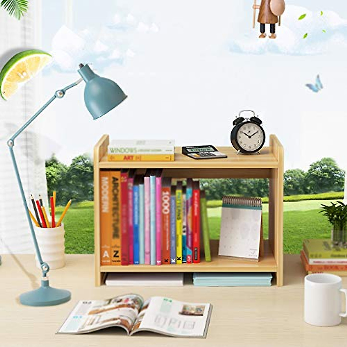 MUMUJIN 2-Layer Storage Rack for Desk, Printer & Book Organization
