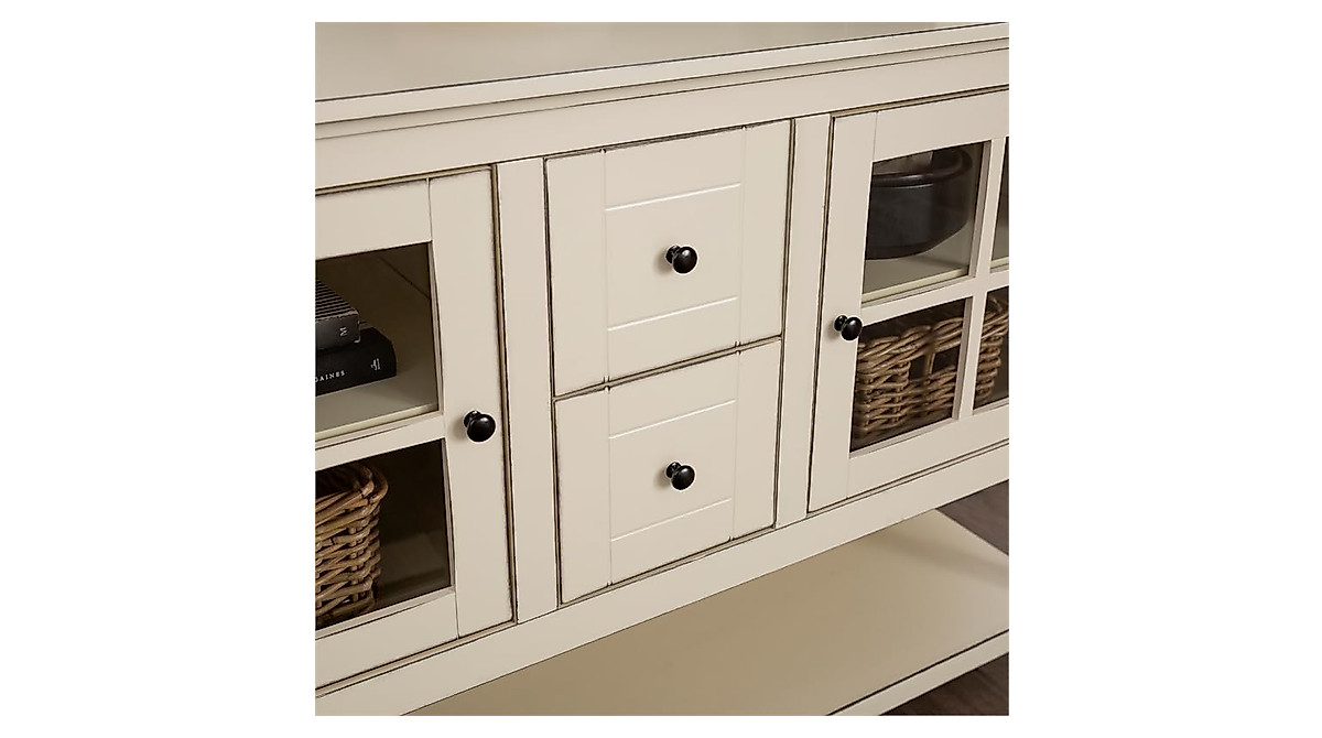 Walker Edison Charlotte Storage Buffet - Elegant 52-Inch Antique White