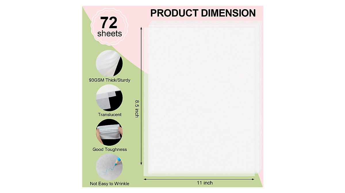 Phinus 72 Sheets Vellum Paper - Perfect for Crafts