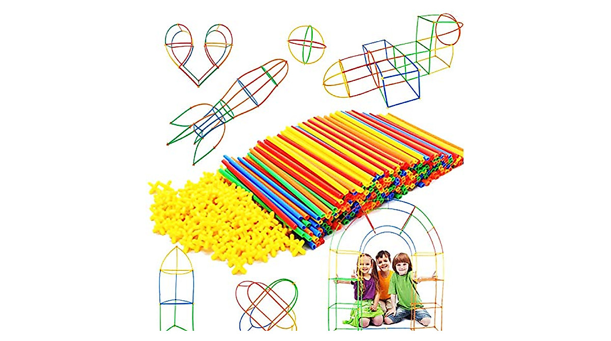 RAINBOW TOYFROG STEM Building Straws for Creative Kids - 300 Pcs