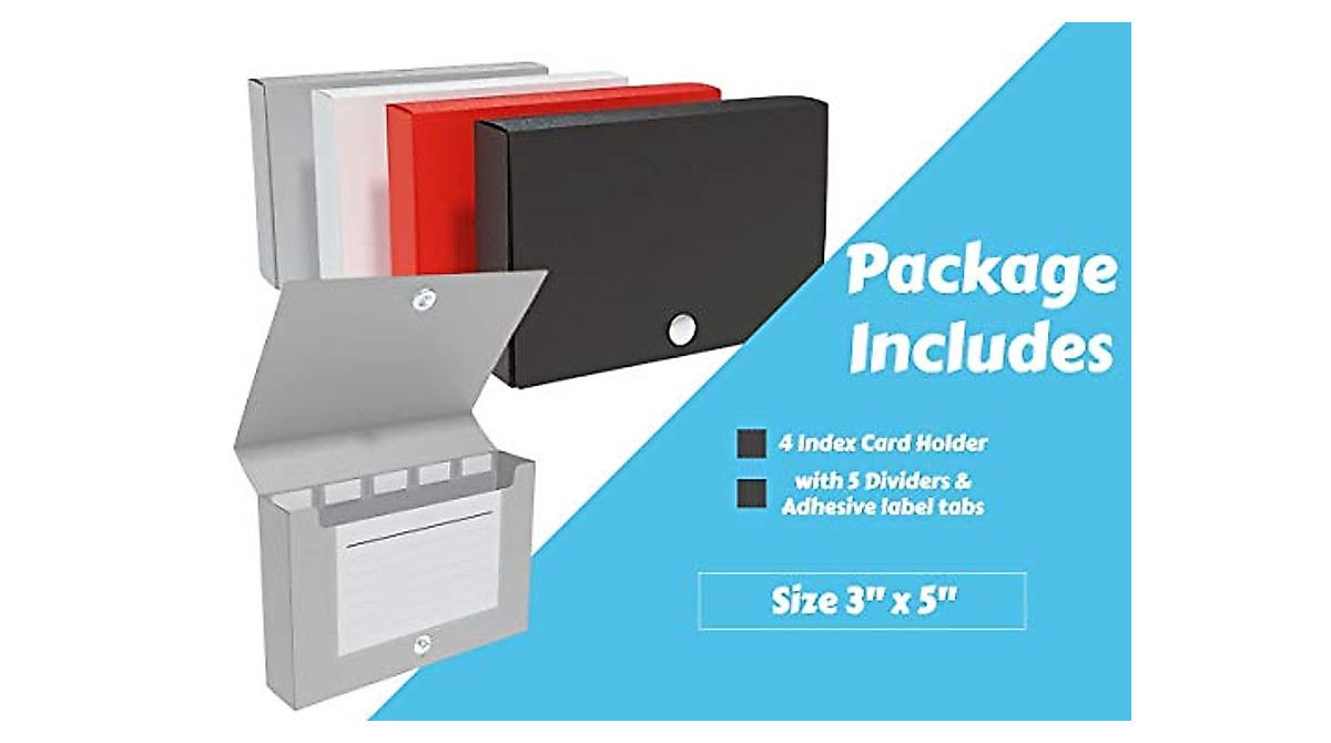 1InTheOffice 3x5 Index Card Holder - 4 Pack