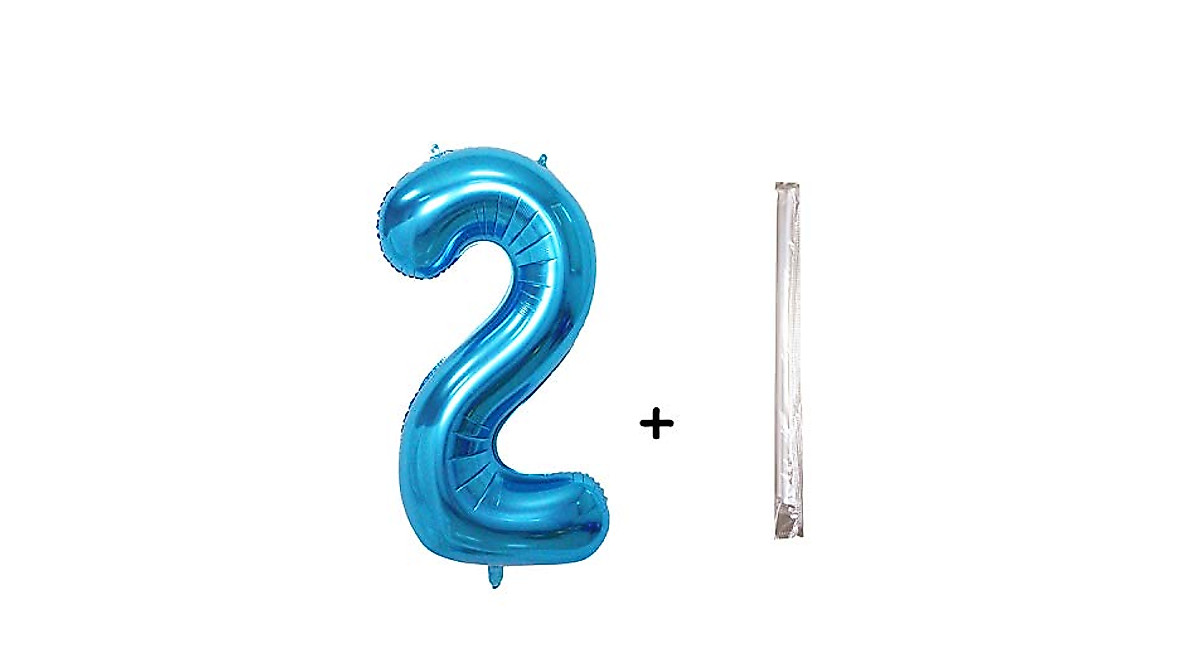 Big Blue Number Balloon Kit - 40 Inch Foil Balloons for Parties