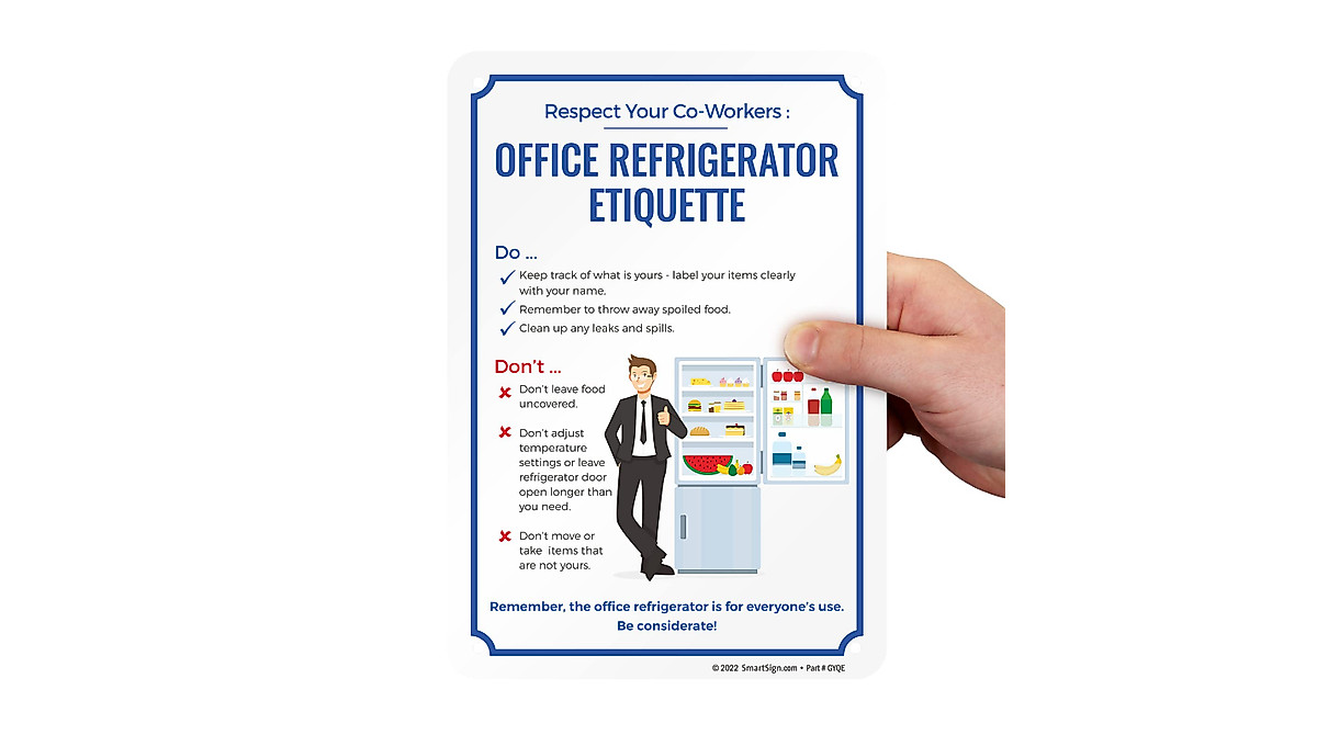 SmartSign Office Refrigerator Etiquette Sign - Respect Co-Workers